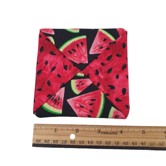 Handmade Watermelon Fabric Coasters 4.5 Inch Summer Picnic Table Protectors - Picture 4 of 5